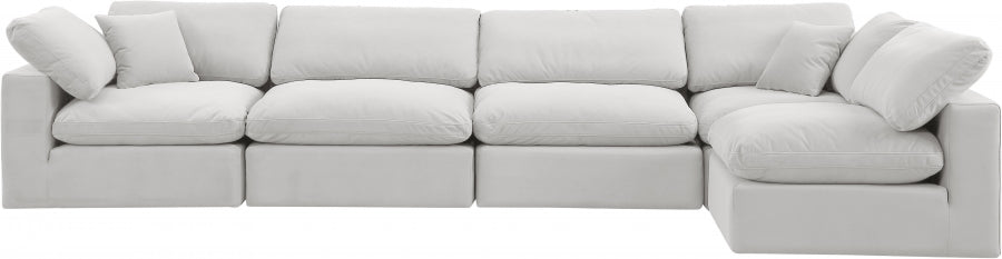 Comfy Velvet Sectional Cream from Meridian - Luna Furniture