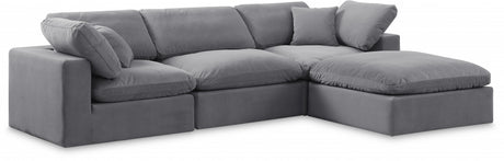 Comfy Velvet Sectional Grey from Meridian - Luna Furniture