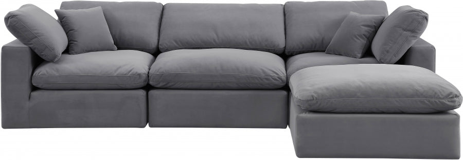 Comfy Velvet Sectional Grey from Meridian - Luna Furniture