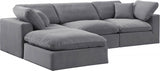 Comfy Velvet Sectional Grey from Meridian - Luna Furniture