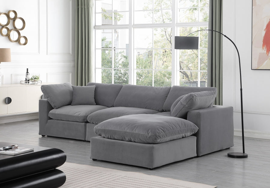 Comfy Velvet Sectional Grey from Meridian - Luna Furniture