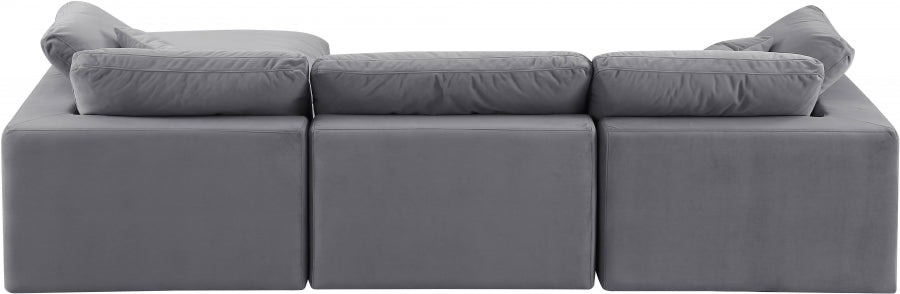 Comfy Velvet Sectional Grey from Meridian - Luna Furniture