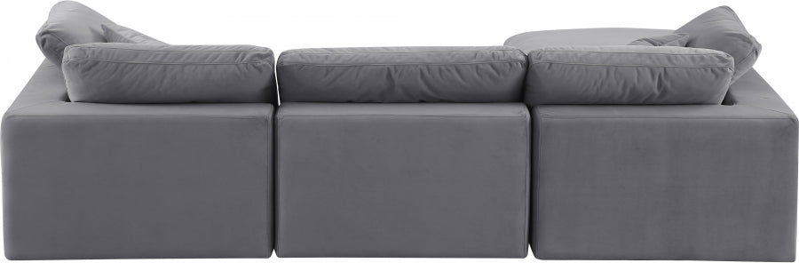 Comfy Velvet Sectional Grey from Meridian - Luna Furniture