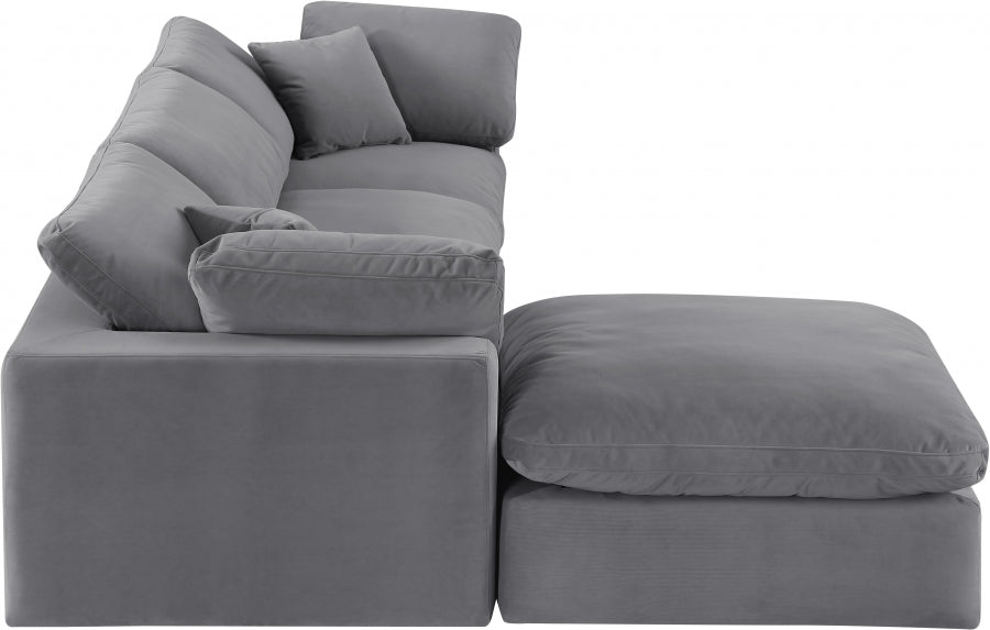 Comfy Velvet Sectional Grey from Meridian - Luna Furniture