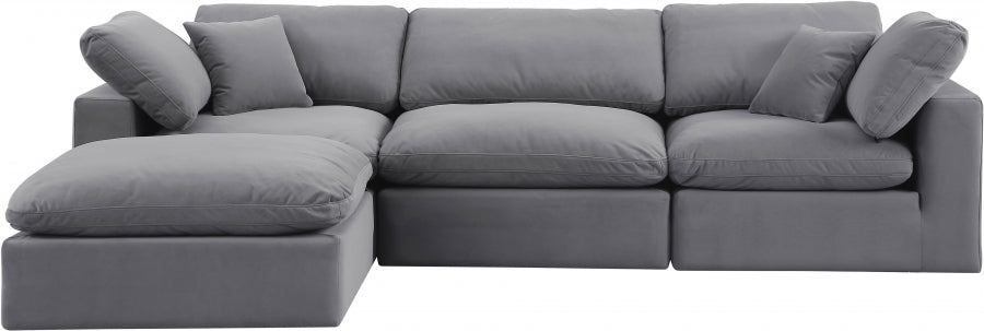 Comfy Velvet Sectional Grey from Meridian - Luna Furniture