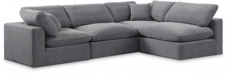 Comfy Velvet Sectional Grey from Meridian - Luna Furniture