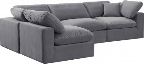 Comfy Velvet Sectional Grey from Meridian - Luna Furniture