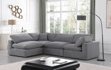 Comfy Velvet Sectional Grey from Meridian - Luna Furniture