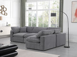 Comfy Velvet Sectional Grey from Meridian - Luna Furniture