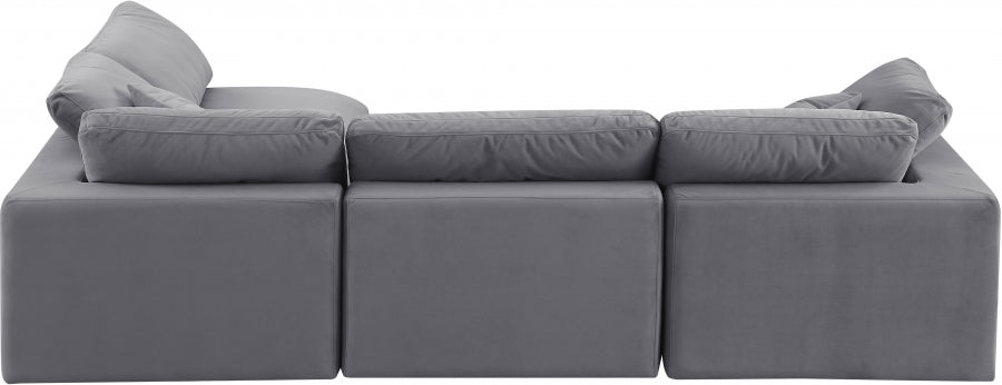 Comfy Velvet Sectional Grey from Meridian - Luna Furniture