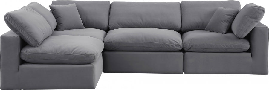 Comfy Velvet Sectional Grey from Meridian - Luna Furniture