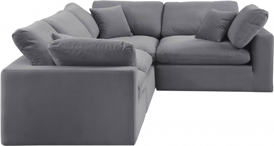 Comfy Velvet Sectional Grey from Meridian - Luna Furniture