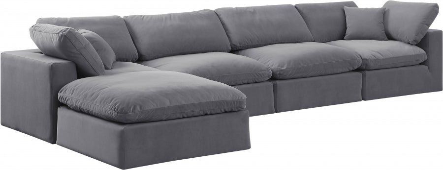 Comfy Velvet Sectional Grey from Meridian - Luna Furniture