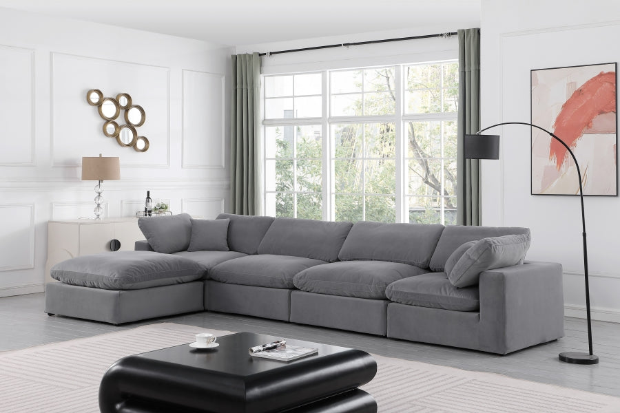 Comfy Velvet Sectional Grey from Meridian - Luna Furniture