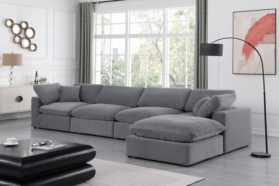 Comfy Velvet Sectional Grey from Meridian - Luna Furniture