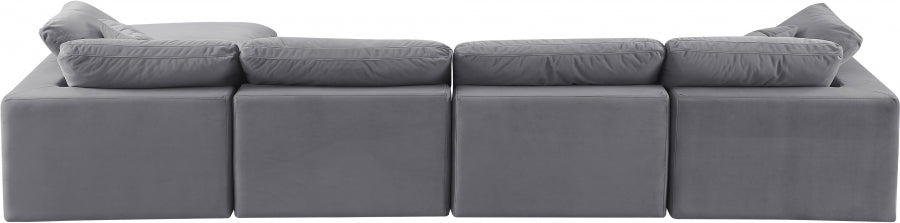 Comfy Velvet Sectional Grey from Meridian - Luna Furniture