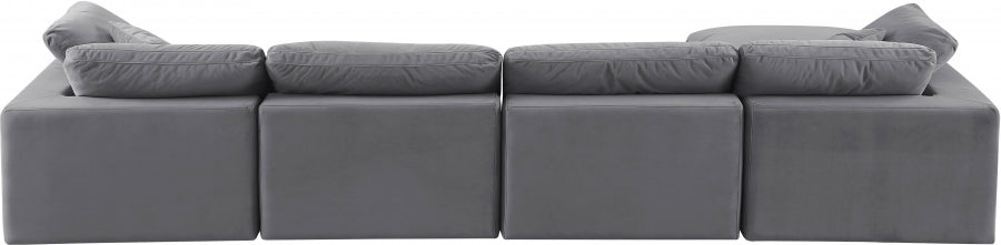 Comfy Velvet Sectional Grey from Meridian - Luna Furniture