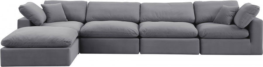 Comfy Velvet Sectional Grey from Meridian - Luna Furniture