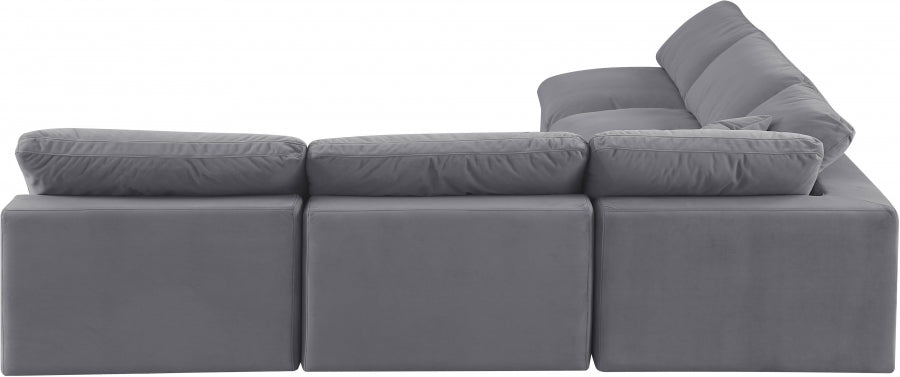 Comfy Velvet Sectional Grey from Meridian - Luna Furniture