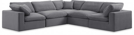 Comfy Velvet Sectional Grey from Meridian - Luna Furniture