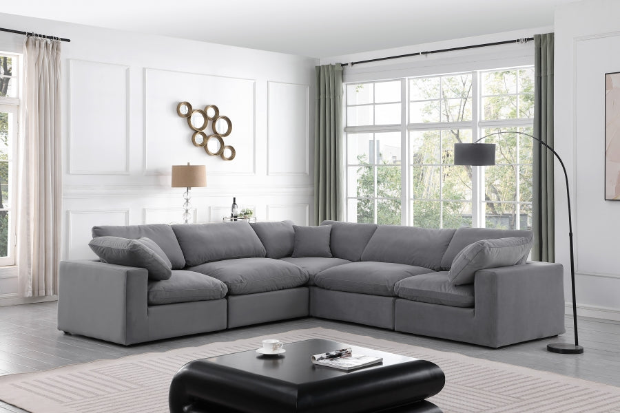 Comfy Velvet Sectional Grey from Meridian - Luna Furniture