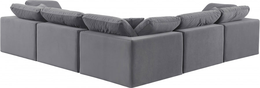 Comfy Velvet Sectional Grey from Meridian - Luna Furniture