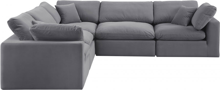 Comfy Velvet Sectional Grey from Meridian - Luna Furniture