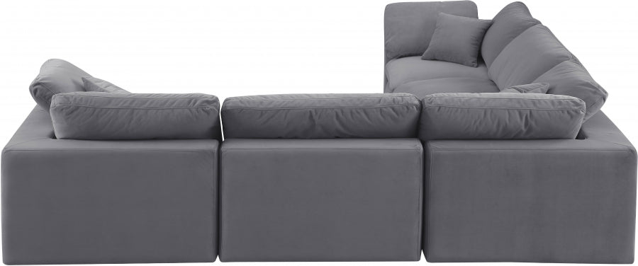 Comfy Velvet Sectional Grey from Meridian - Luna Furniture