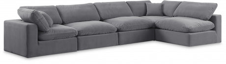 Comfy Velvet Sectional Grey from Meridian - Luna Furniture