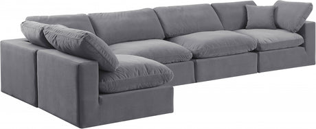 Comfy Velvet Sectional Grey from Meridian - Luna Furniture