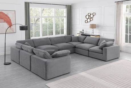 Comfy Velvet Sectional Grey from Meridian - Luna Furniture