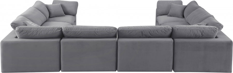 Comfy Velvet Sectional Grey from Meridian - Luna Furniture