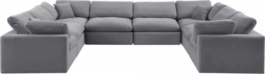 Comfy Velvet Sectional Grey from Meridian - Luna Furniture