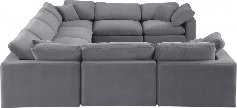 Comfy Velvet Sectional Grey from Meridian - Luna Furniture