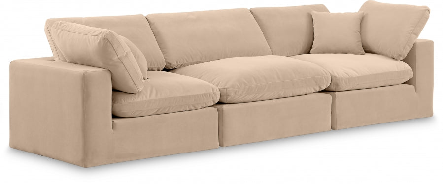 Comfy Velvet Sofa Beige from Meridian - Luna Furniture