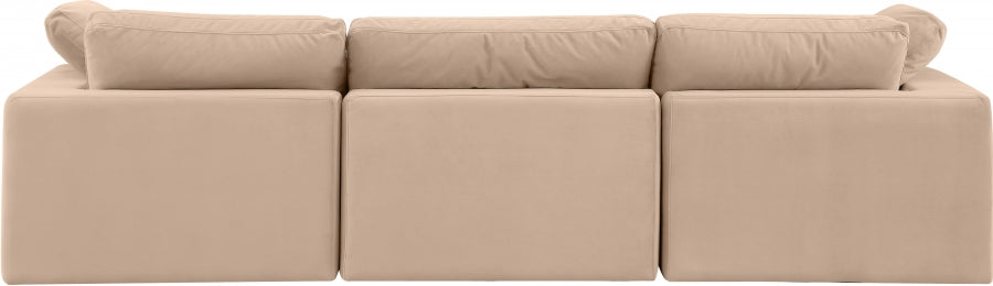 Comfy Velvet Sofa Beige from Meridian - Luna Furniture