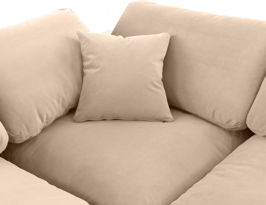 Comfy Velvet Sofa Beige from Meridian - Luna Furniture