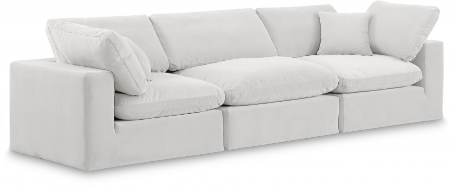 Comfy Velvet Sofa Cream from Meridian - Luna Furniture