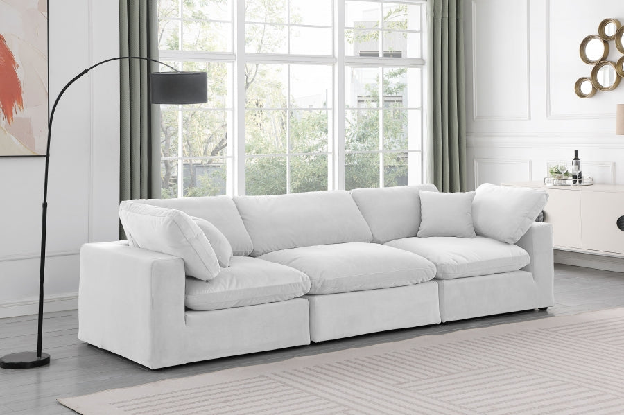 Comfy Velvet Sofa Cream from Meridian - Luna Furniture