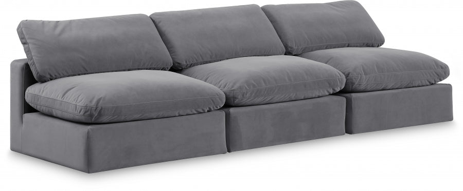 Comfy Velvet Sofa Grey from Meridian - Luna Furniture