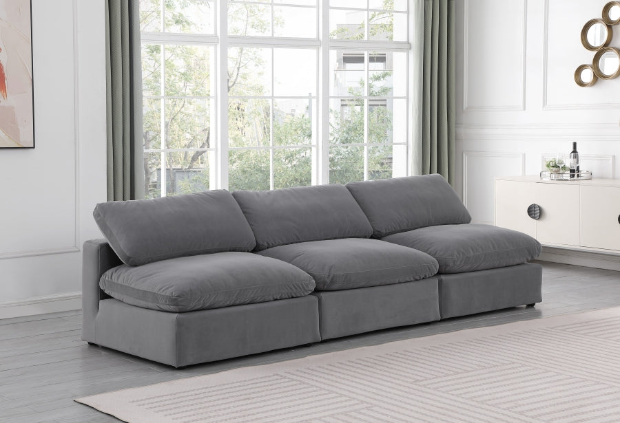 Comfy Velvet Sofa Grey from Meridian - Luna Furniture