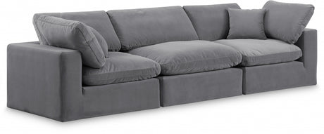 Comfy Velvet Sofa Grey from Meridian - Luna Furniture