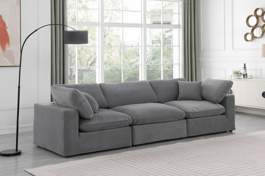 Comfy Velvet Sofa Grey from Meridian - Luna Furniture