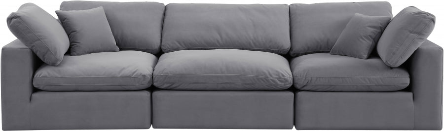 Comfy Velvet Sofa Grey from Meridian - Luna Furniture