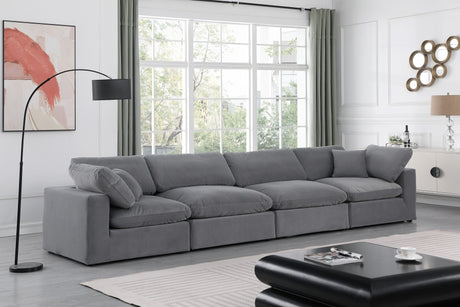 Comfy Velvet Sofa Grey from Meridian - Luna Furniture