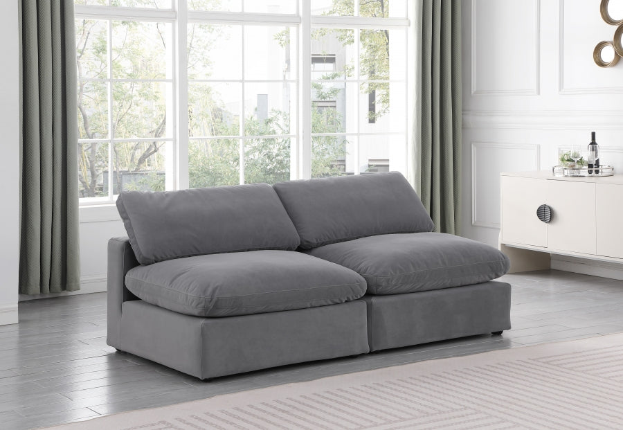 Comfy Velvet Sofa Grey from Meridian - Luna Furniture