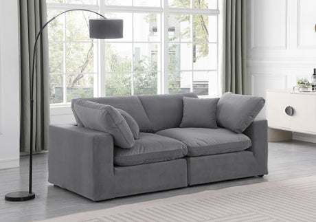 Comfy Velvet Sofa Grey from Meridian - Luna Furniture