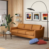 Cooper Mid Century Modern Tan Leather Sofa - AFC00119 - Luna Furniture