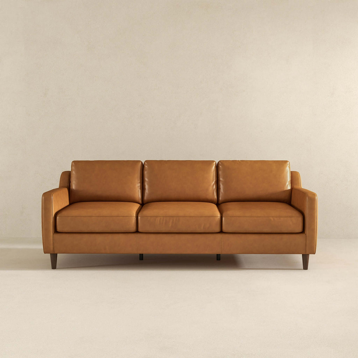 Cooper Mid Century Modern Tan Leather Sofa - AFC00119 - Luna Furniture