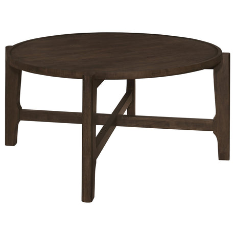 Cota Round Solid Wood Coffee Table Dark Brown from Coaster - Luna Furniture